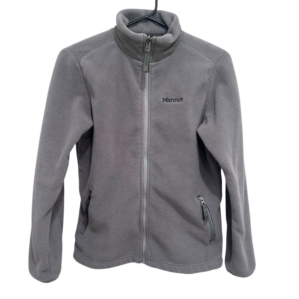 Marmot kids grey fleece full zip jacket XL EUC